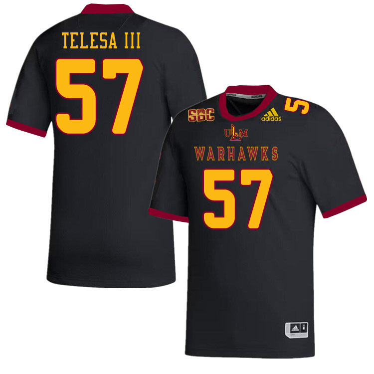 #57 Sam Telesa III Louisiana-Monroe Warhawks College Football Jerseys Stitched-Black